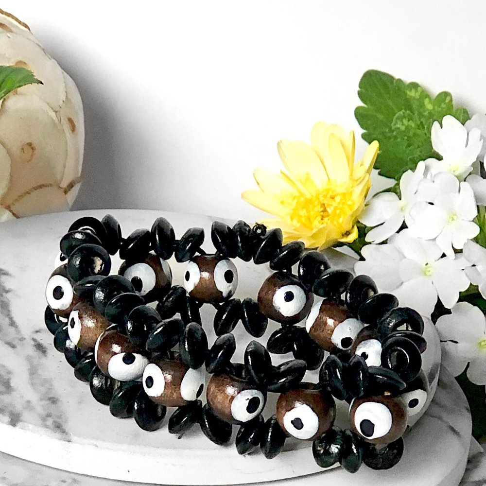 2 PACK: Stacked wooden bead bracelet